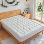 Cooling Bamboo Mattress Topper Pillow Top Mattress Pad Cover with Deep Pocket Fits 8-21 Inch - Breathable Soft Bed Topper Mattress Protector Twin Twin XL Full Queen