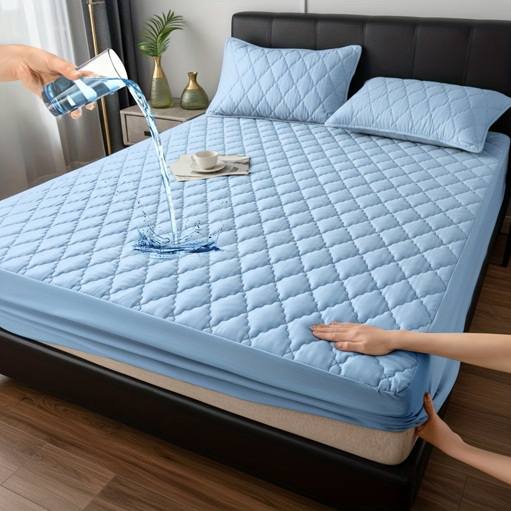 Mattress Protector Deep Pocket 11.8-Inch Thickened Fitted Cover with Embossed Design – Solid Color Bedding Essential for Twin Full Queen King, 7 Colors