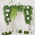 Artificial Bougainvillea Vine Green Leaves 12pcs Faux Italian Ivy for Hanging Wreaths Wedding Arches Bouquet Fillers Table Centerpieces Spring Home Seasonal Decor