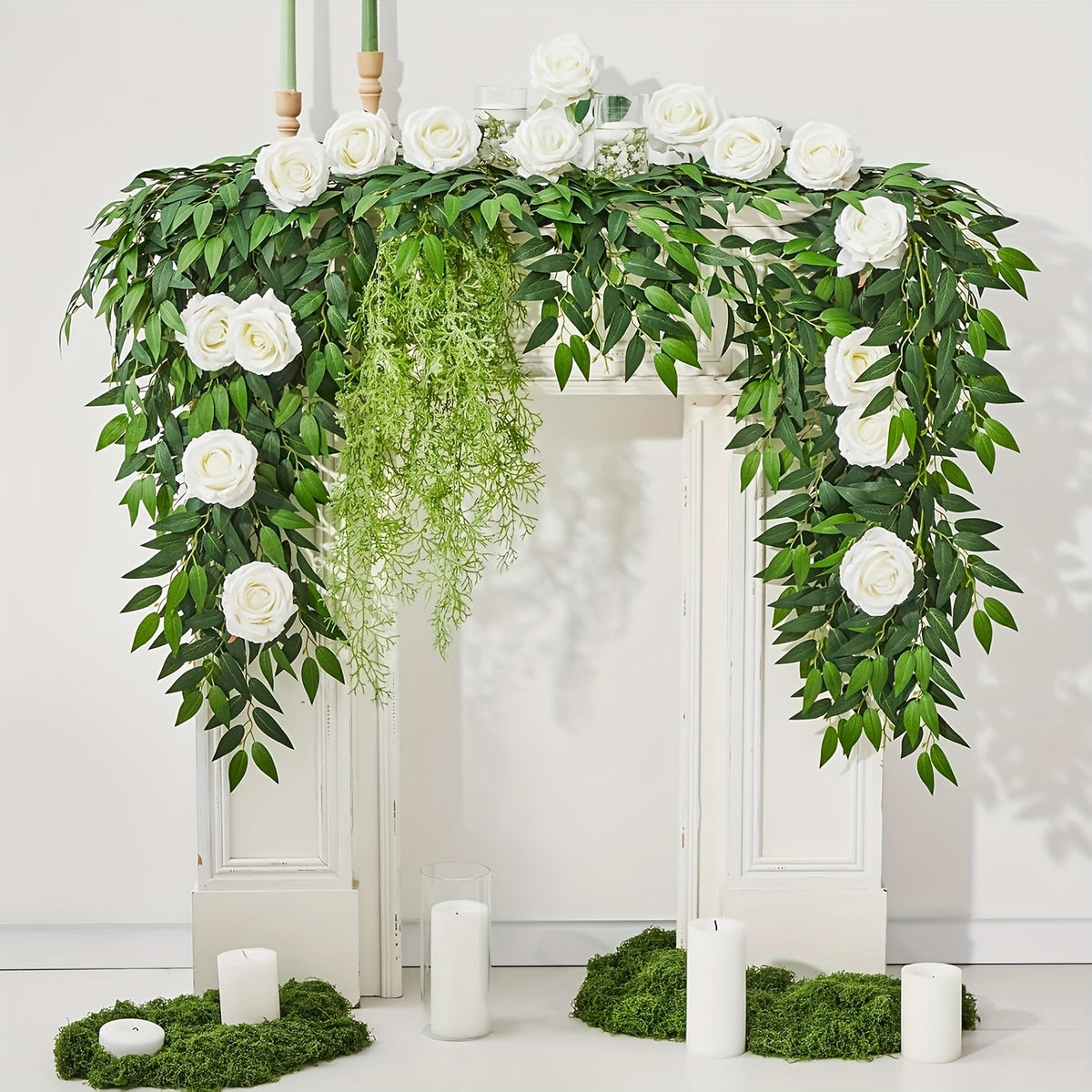 Artificial Bougainvillea Vine Green Leaves 12pcs Faux Italian Ivy for Hanging Wreaths Wedding Arches Bouquet Fillers Table Centerpieces Spring Home Seasonal Decor