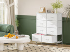 Fabric Storage Chest of 8 Drawers – 4 Independent Sections, Sturdy Metal Frame & Wood Tabletop, Bedroom Dresser for Closet, Living Room & Entryway | White & Brown