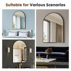 Arched Bathroom Mirror Wall Mounted Metal Frame Vanity Makeup Mirror in Gold or Black – 22x30, 24x36, 26x38 Inch for Bathroom Bedroom Entryway & Living Room