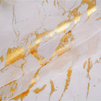 Marble Pattern Sheer Curtains Set of 2, Gold Silver Metallic Foil Semi-Sheer Rod Pocket Panels for Living Room Bedroom, 4 Sizes Available