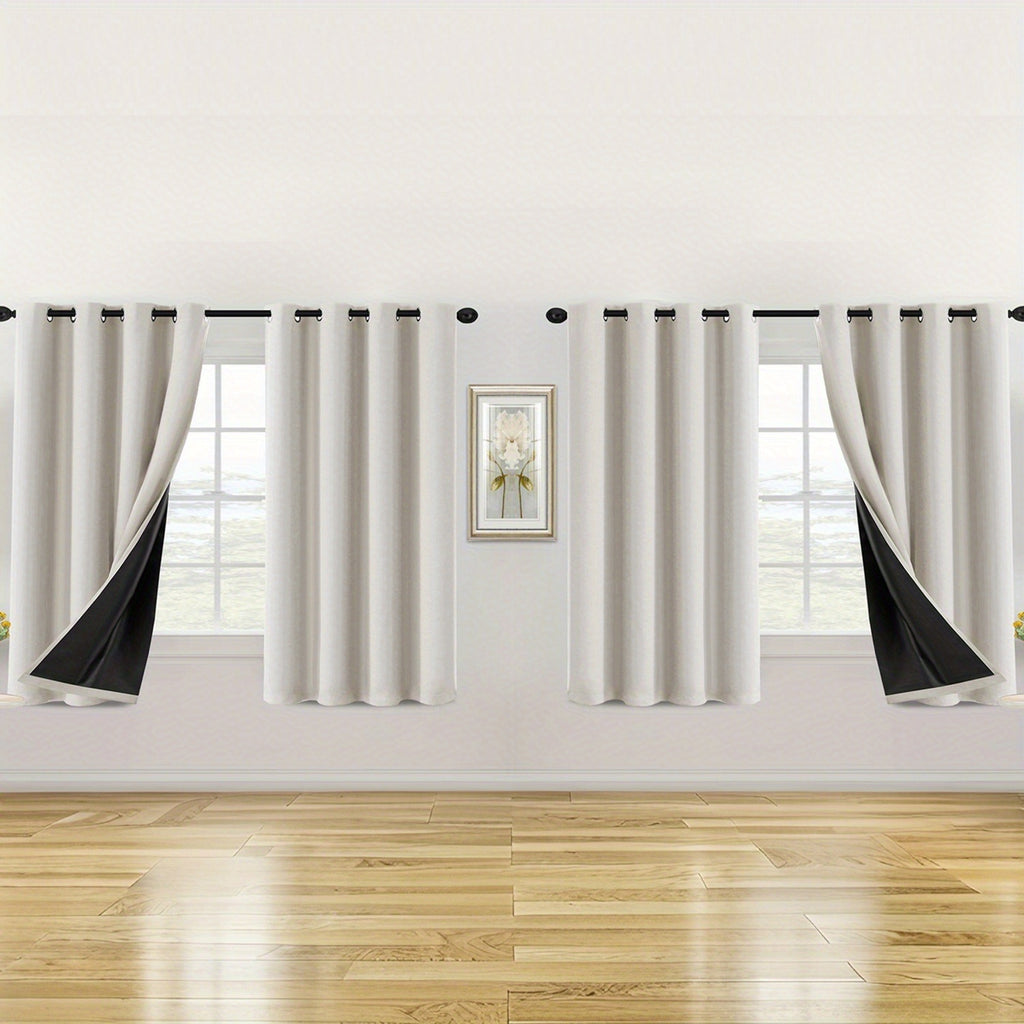100% Blackout Window Curtains - 4 Panels, Full Light Blocking, Thermal Insulated Drapes with Black Liner | Soft Brushed Fabric