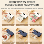 Mini Bag Sealer USB Rechargeable with Built-In Cutter, 6-Level Heat Portable Food Sealer for Chips, Snacks, Fruits & Veggies — Compact Kitchen & Picnic Gadget, White & Blue