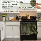 Farmhouse Oven Skirt Curtain – Handmade Checkered Ruffled Drawstring Decorative Panels for Oven, Stove & Cabinet Covers | Rustic Kitchen Appliance Decor | Nuvia Haven