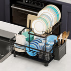 2-Tier Dish Drying Rack with Drainboard - Large Capacity Kitchen Counter Dish Drainer with Utensil Holder - Space-Saving Dish Rack for Kitchen Sink and Counter