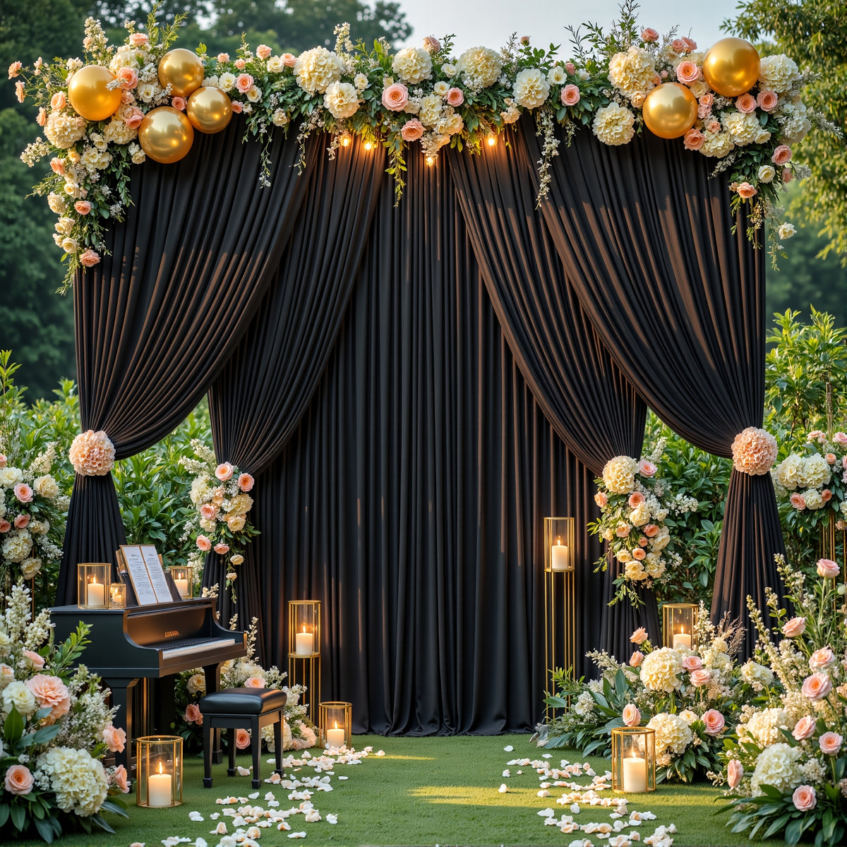 Sheer Chiffon Curtain Panels (Set of 2) | 5×10ft | Wedding Backdrop & Party Décor