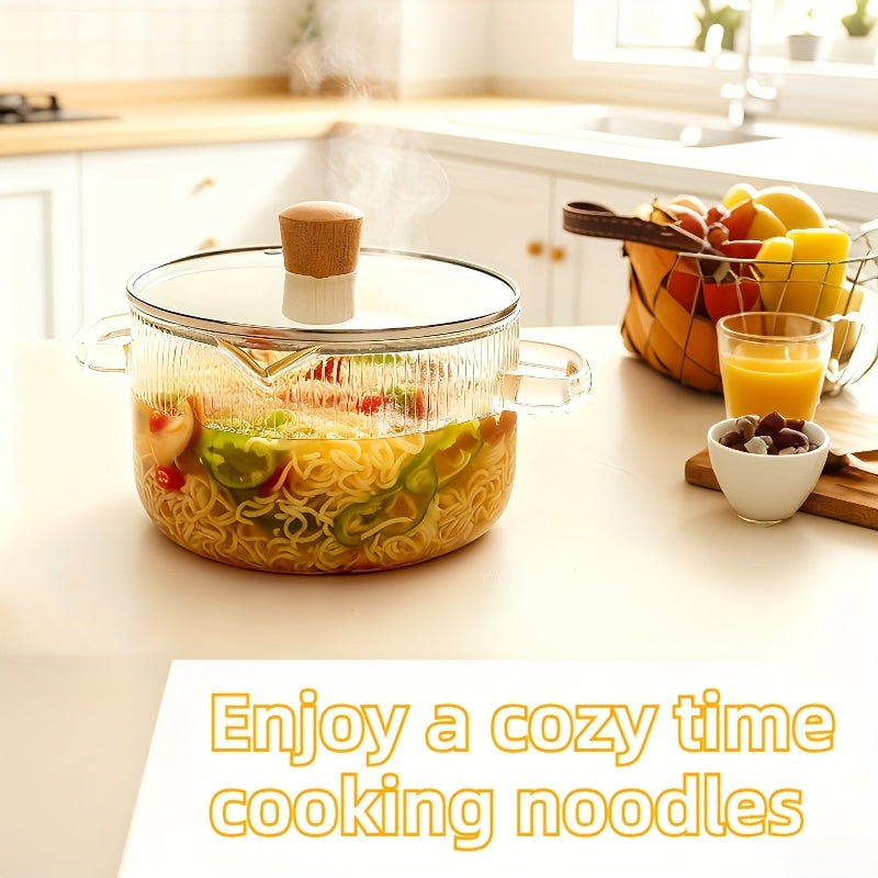 Borosilicate Glass Pots with Lids Set of 2 Stovetop Safe 78Oz & 54Oz Saucepan for Soup Ramen Milk Heat Resistant