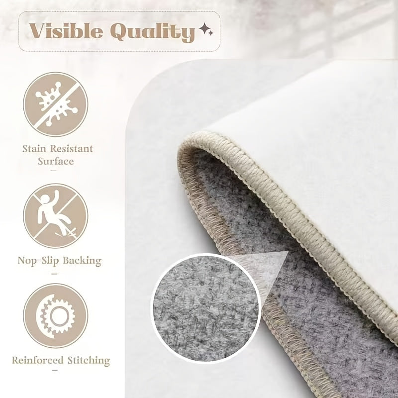 Plush Velvet Floral Geometric Area Rug 850 GSM Machine Washable Non-Slip Soft Beige Cream for Living Room Bedroom Office – Multiple Sizes