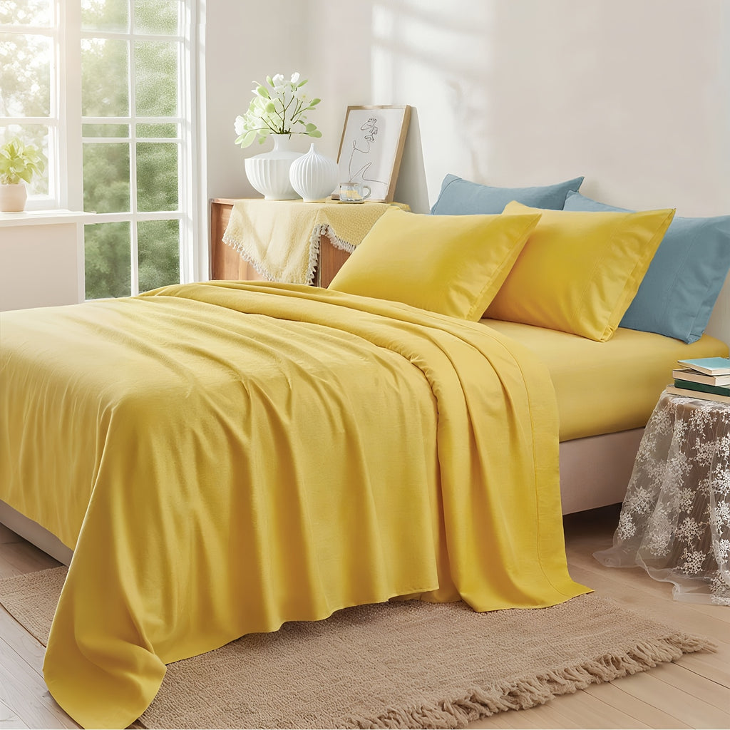 Deep Pocket Bed Sheet Set 3/4 Pcs Cooling Soft Breathable Fade-Resistant Bedding – All-Season Comfort for Twin Full Queen King, 9 Colors, Dorms & Guest Rooms