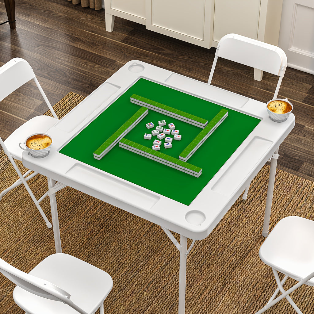 Folding Card Table with Green Felt – Mahjong Table for Poker Dominoes and Card Games in Black or White