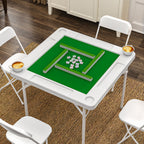 Folding Card Table with Green Felt – Mahjong Table for Poker Dominoes and Card Games in Black or White