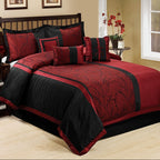 Jacquard Comforter Set 7 Piece Queen King - Luxury Patchwork Branch Microfiber Bedding, All-Season Soft Warm Bed Set, Hypoallergenic, No Fade