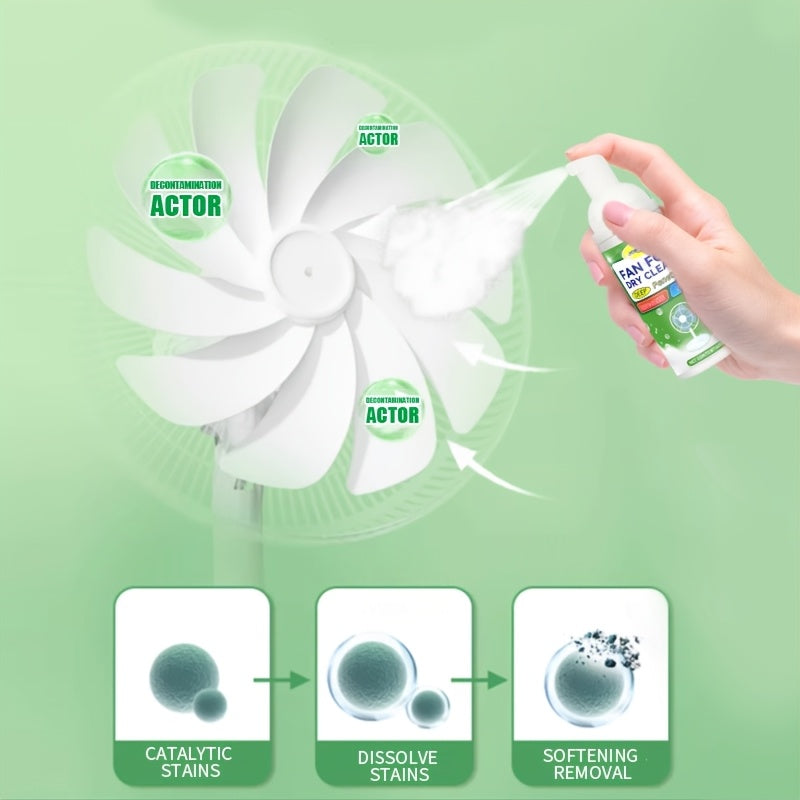 Fan Cleaning Spray 2oz with Towel - Deep Clean Dust Grease & Dirt from Fan Blades Grilles Motors for Ceiling Desktop & Floor Fans and AC Units Dust Repellent