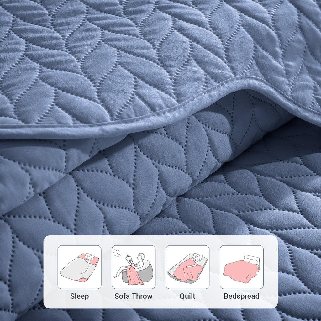 Microfiber Quilt Bedspread Set All Season Lightweight – Soft Breathable Quilted Coverlet Twin Full Queen King 16 Colors Machine Washable