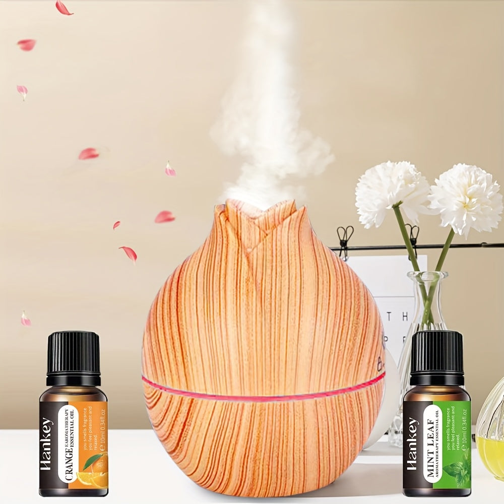 130ml Ultrasonic Essential Oil Diffuser Humidifier USB 7-Color LED 4H Timer with Peppermint Orange Oils for Bedroom Office Spa 3 Styles