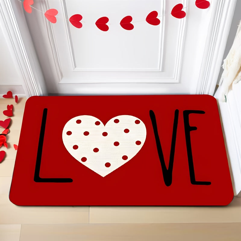 Heart-Shaped Welcome Door Mat Non-Slip Rubber Sole Entrance Bathroom Kitchen Bedroom Floor Mat Mothers Day Fathers Day Wedding Gift