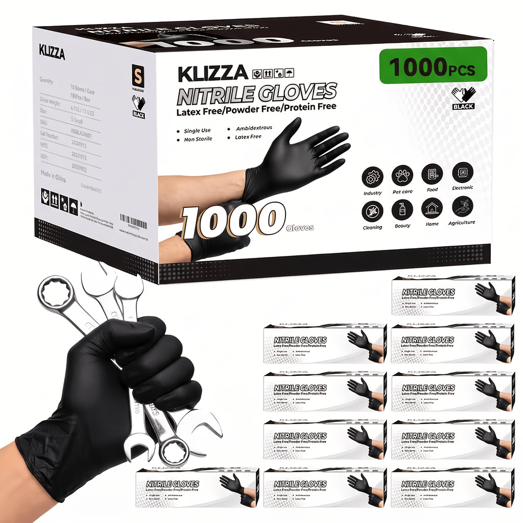 Black Nitrile Gloves Disposable Food Safe Latex Free Powder Free Heavy Duty Puncture Resistant Kitchen Cooking Cleaning Dishwashing Gloves S M L XL 200 600 1000 Count