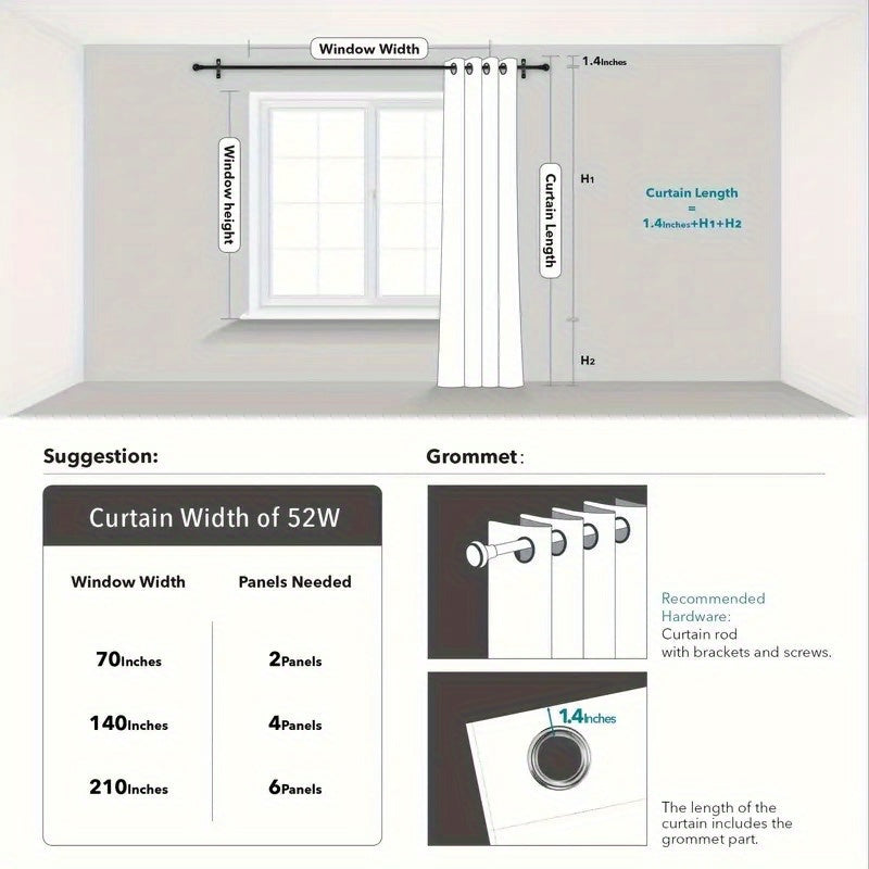 100% Blackout Window Curtains - 4 Panels, Full Light Blocking, Thermal Insulated Drapes with Black Liner | Soft Brushed Fabric