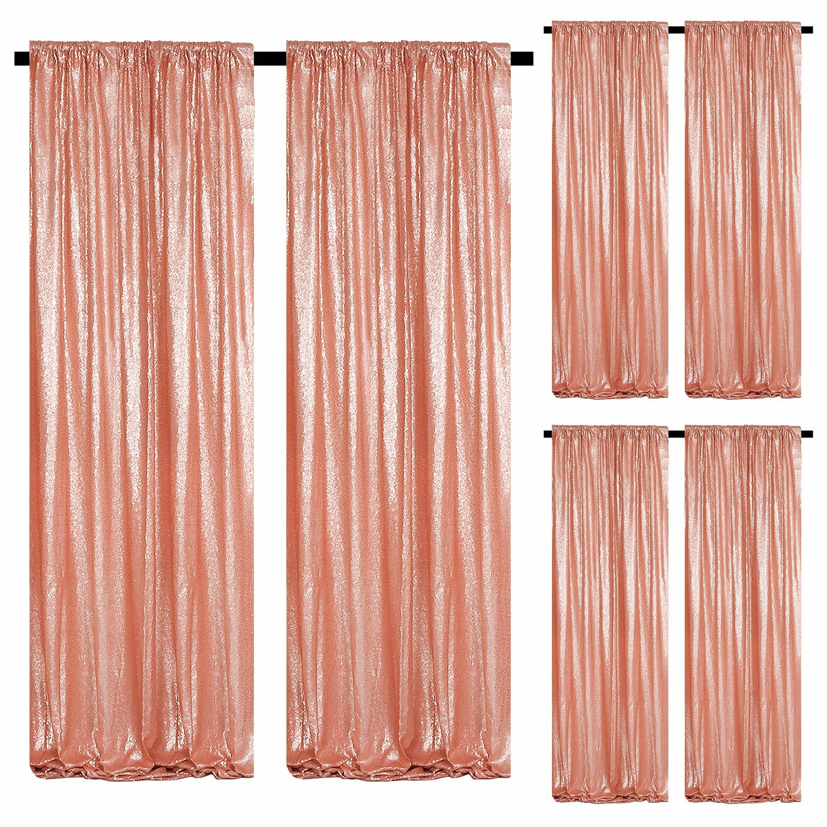 Sequin Curtains Backdrop 4 & 6 Panels 2x8FT - Shimmer Glitter Party Backdrop Curtain for Wedding Birthday Bachelorette Photo Booth, 25 Colors Reusable Event Decoration