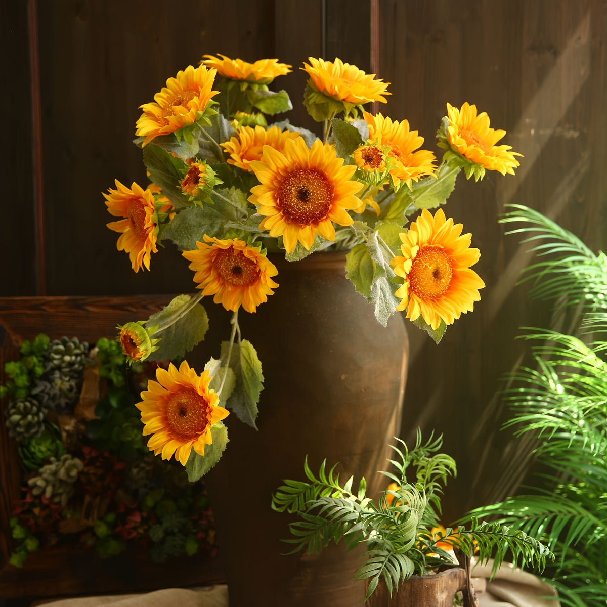 Sunflowers Artificial Flowers 20pcs 10pcs Bulk Fake Sunflower Stems for Home Decor, Wedding Centerpiece, Outdoor Table Decor, Church School Photography Props, Party & Mother's Day Gift