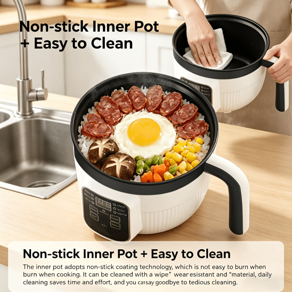 Rice Cooker with Pre-Set Timer & Auto Keep Warm - Non-Stick One-Button Rice Maker with Steaming Rack Option, Easy-to-Use Compact Rice Cooker for Home, Dorm & Family Cooking