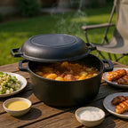 Cast Iron Dutch Oven Set 2-in-1 5.1QT Dutch Oven and 1.9QT Skillet Lid with Accessories Induction Oven Campfire Safe Holiday Cooking Kit for Soups Stews Baking Frying Camping BBQ