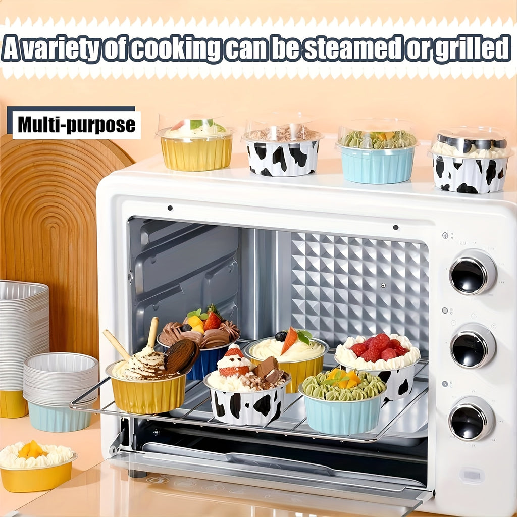 Aluminum Foil Baking Cups with Lids – Assorted Color Cupcake & Muffin Tins for Parties, Weddings & Events | 50-Pack with Lids or 30-Set with Spoons