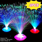 Fiber Optic Night Lights 3-Pack Colorful – Decorative Ambient Glow Lights for Home, Desktop, Car & Christmas Party Decor, Random Colors