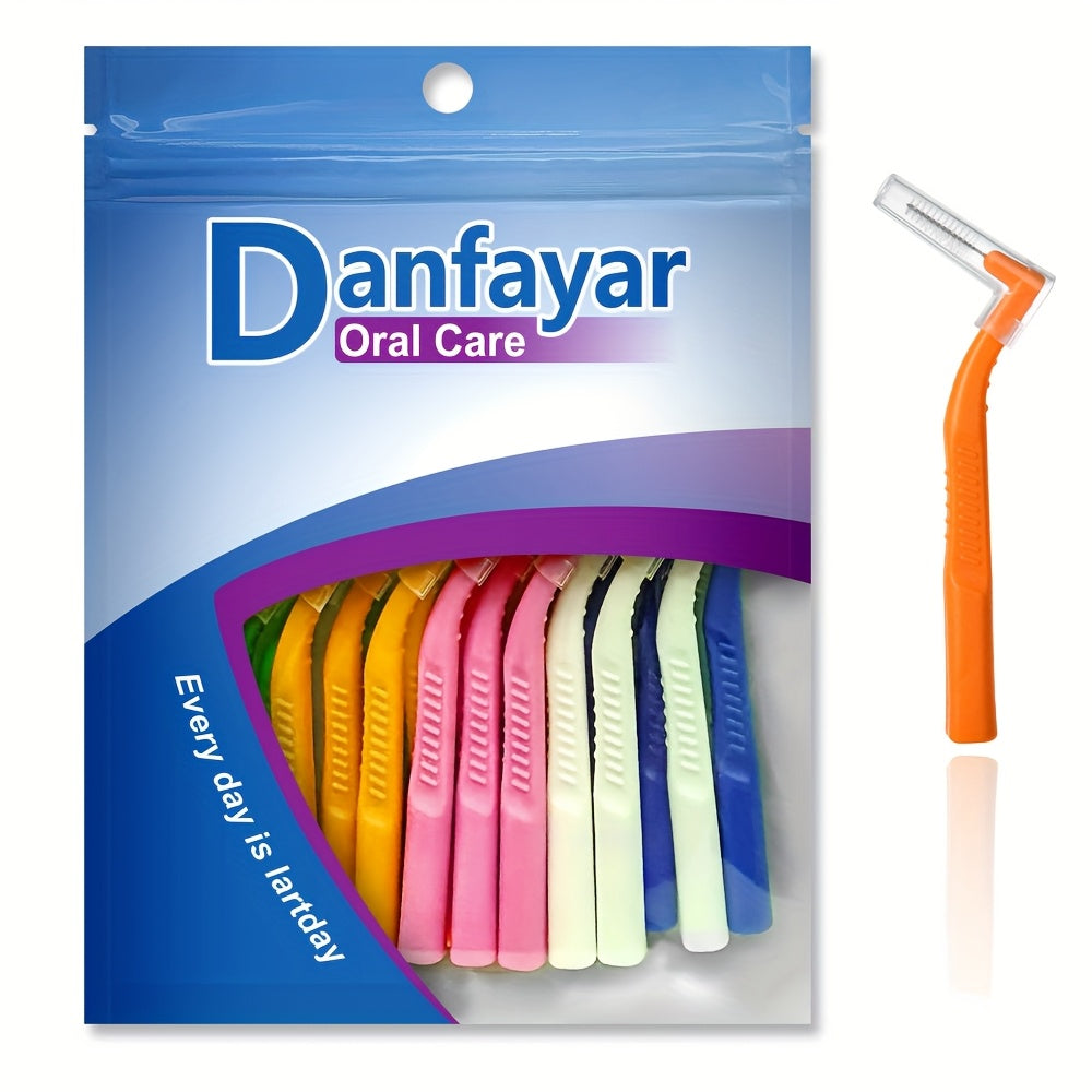 Interdental Brushes 36 Pack L-Shaped - Soft Nylon Bristle Floss Picks for Braces Teeth Cleaning Sensitive Gums Adults Multiple Sizes