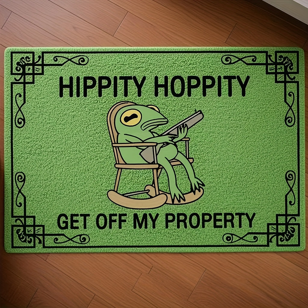 Welcome Mat Green Frog Pattern Indoor Outdoor Doormat – Anti-Slip Backing Edge Locking Entryway Rug for Living Room & Home Decor | Multiple Sizes