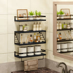 Floating Shelves Over Toilet 3/4 Piece Set – Farmhouse Wood Wall-Mounted Bathroom Shelf for Toilet Paper Storage, Small Bathroom Organizer in Black & Brown
