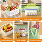 Plastic Food Storage Containers with Drain Baskets & Lids – Leak-Proof Freezer-Safe Reusable Kitchen Boxes for Fruits & Food (6-Piece or 9-Piece Set)