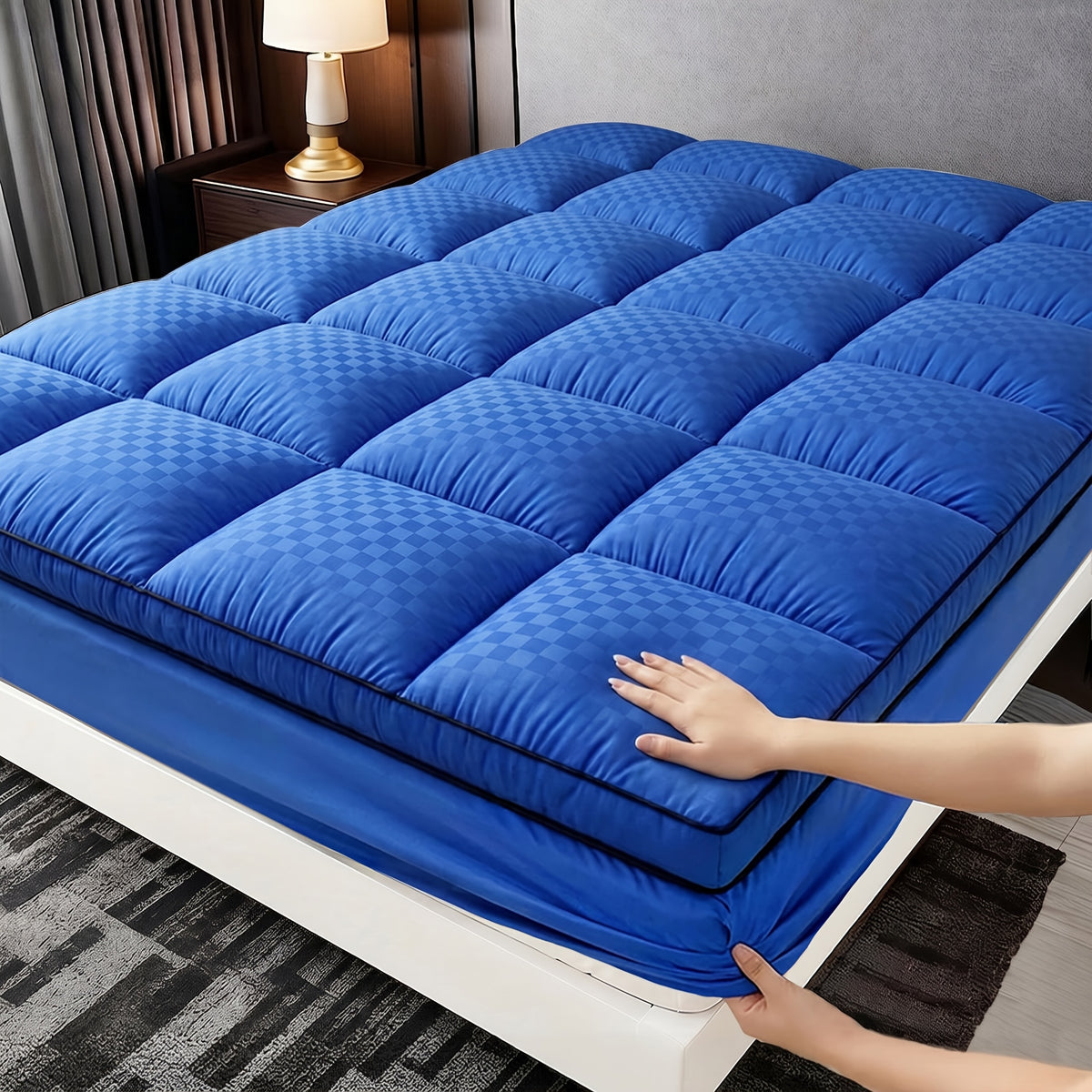 Fitted Mattress Protector Cover Thickened Deep Pocket Stay-Put Elastic – Spill-Proof Breathable Bed Pad Black Gray White Blue Twin Full Queen King Cal King