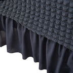 Velvet Jacquard Sofa Cover Ruffle Detail – Non-Slip Dustproof Soft Breathable Slipcover, Machine Washable All-Season, Polyester Spandex, 1/2/3/4 Seater, Grey