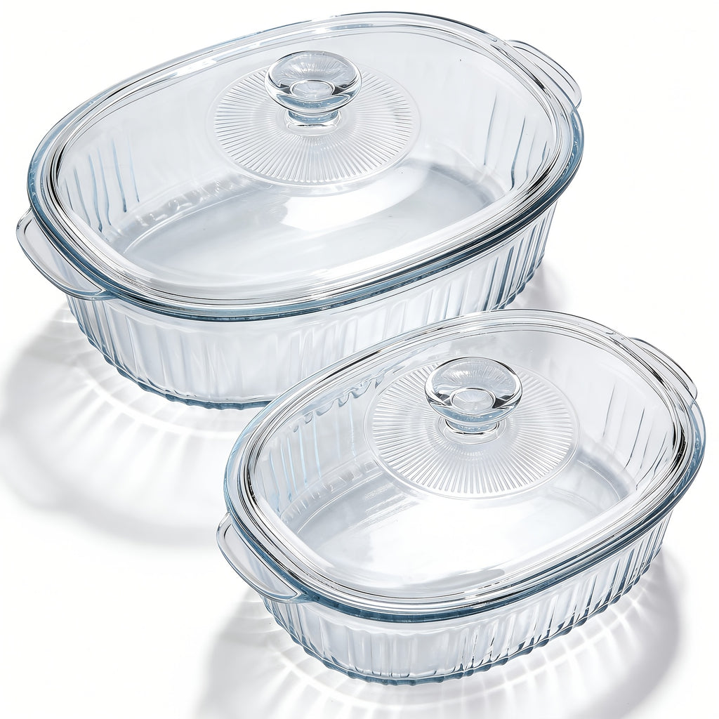 Glass Baking Dish with Lid Set - Borosilicate Casserole Dish with Glass Lid & Silicone Mat, Oven & Microwave Safe, 61oz or 95oz, for Chicken, Pasta, Desserts & Holiday Cooking