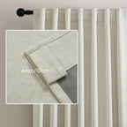 Faux Linen Blackout Curtains 2 Panels for Bedroom & Living Room – 100% Blackout, Back Tab & Rod Pocket, Thermal Insulated Farmhouse Drapes