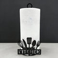 Paper Towel Holder Black Iron Countertop Napkin Dispenser – Kitchen Theme Tissue Stand for Kitchen, Living Room, Bedroom & Coffee Bar