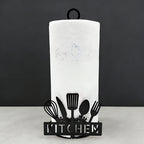 Paper Towel Holder Black Iron Countertop Napkin Dispenser – Kitchen Theme Tissue Stand for Kitchen, Living Room, Bedroom & Coffee Bar