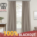 Blackout Curtains for Living Room & Bedroom - 100% Blackout Textured Panels, Thermal Insulated, Rod Pocket & Clip Rings, Multiple Sizes & Colors