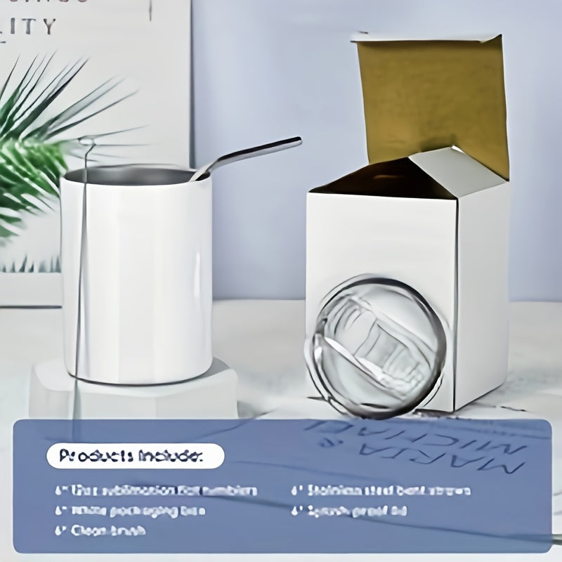 Blank Sublimation Tumblers 6 Pack 12oz Skinny Double Wall Insulated Cups with Gift Box and Shrink Wrap for DIY Custom Printing