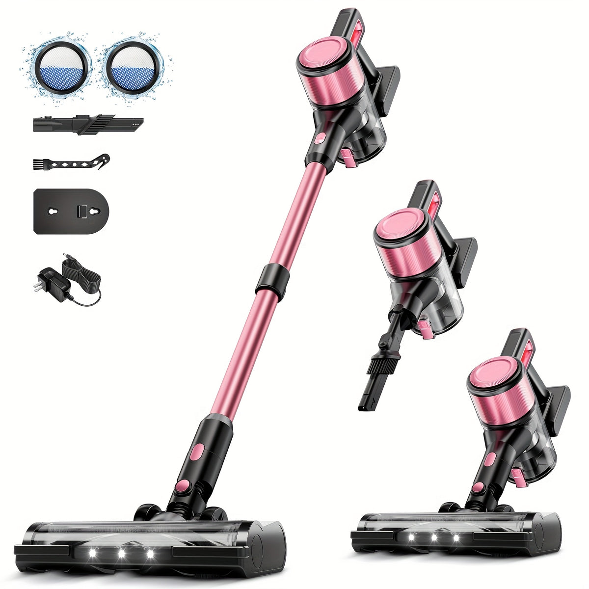30-60Kpa Stick Vacuum Cleaner Cordless & Corded 55Min Runtime Anti-Tangle Lightweight Handheld for Hardwood Floor Carpet Pet Hair 5 Colors