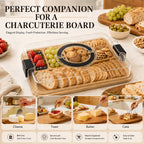 Bamboo Charcuterie Board with Clear Lid & 5 Compartments – Serving Platter Tray with Handle, Side Locks & Reusable Snack Board for Cheese, Fruit, Crackers, Appetizers, Party & Holiday Gatherings