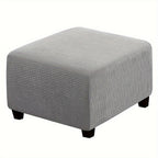 Stretch Ottoman Footstool Cover Elastic Square Slipcover – Grip Polyester Stretch Protector with Elastic-Band Closure, Machine Washable Footstool Cover for Home & Office, 1pc