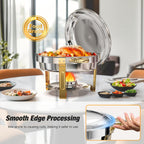 Stainless Steel Chafing Dishes for Buffet Round Food Warmer Set 5-9QT Catering Chafer with Lid for Parties Events Weddings Golden Silver 1 2 4 6 Pack