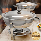 Stainless Steel Chafing Dishes for Buffet Round Food Warmer Set 5-9QT Catering Chafer with Lid for Parties Events Weddings Golden Silver 1 2 4 6 Pack