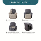 Recliner Cover Stretch Fleece 4pcs Set for Single Seat Recliner Chair - Polar Fleece 200-250gsm Washable Elastic Bottom Sofa Protector for Home Office Hotel, 5 Colors, All Season