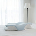 Cooling Neck Pillow Ergonomic Contour Support - Viscose Fill Breathable Cooling Cover, High-Loft Cervical Pillow for Side & Back Sleepers, Blue & Grey