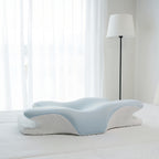 Cooling Neck Pillow Ergonomic Contour Support - Viscose Fill Breathable Cooling Cover, High-Loft Cervical Pillow for Side & Back Sleepers, Blue & Grey